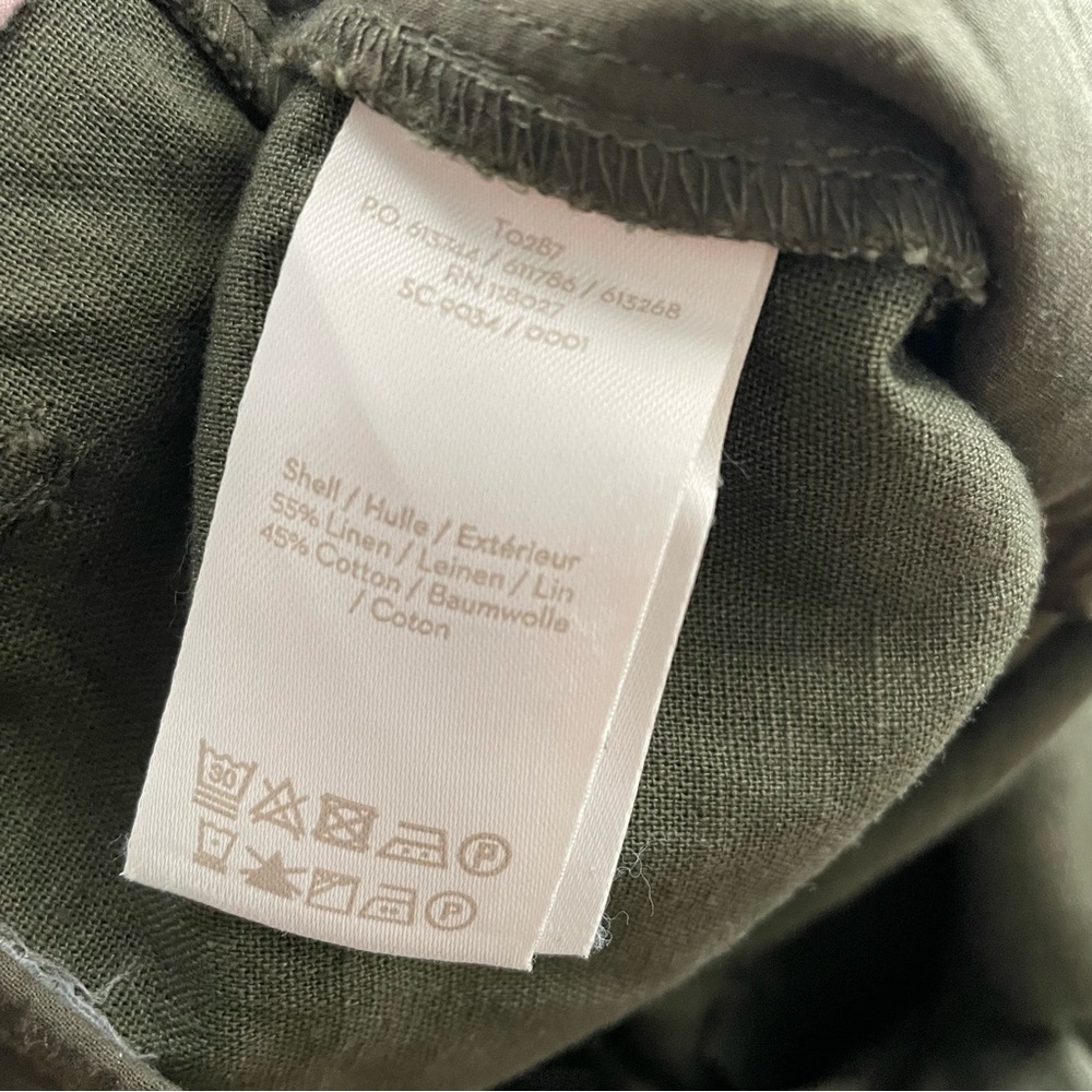 Boden Linen Cotton St Ives Paperbag Cropped Trouser Pant Belted Green Size 8 - Picture 8 of 9